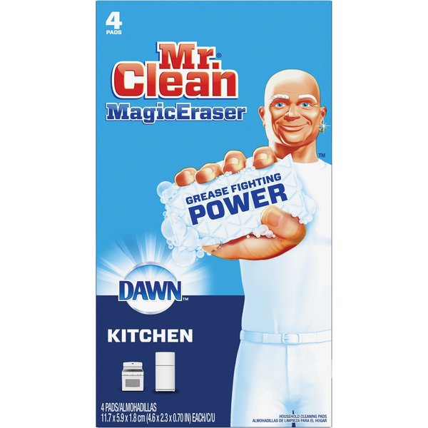 P&G Cleaning Pads, Dawn, 5-2/5"x9/10"x9-4/5", White, PK 4 PGC51107